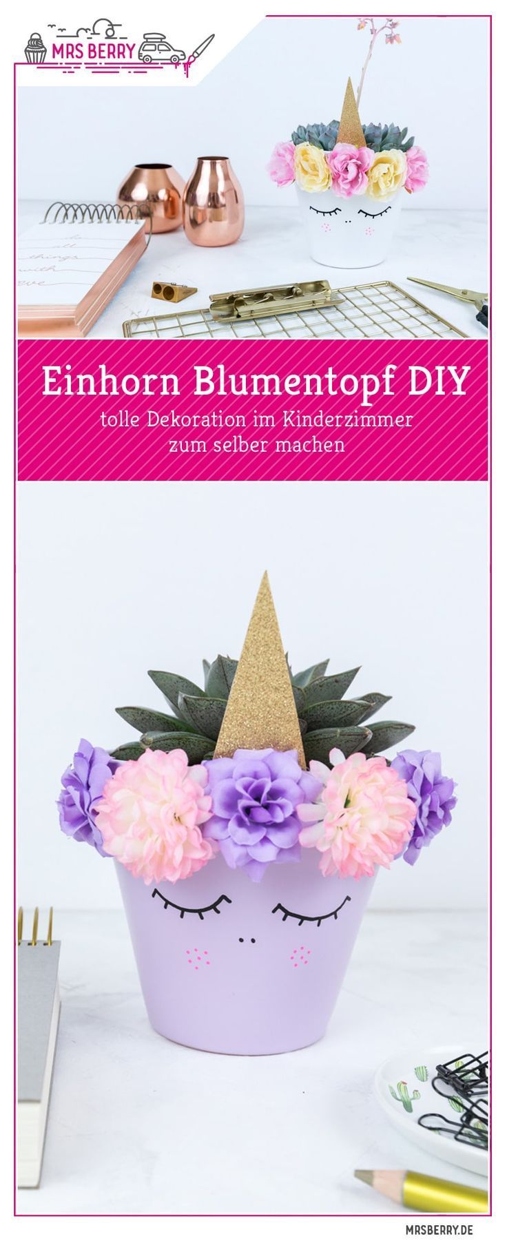 Einhorn Blumentopf DIY -   19 diy basteln zimmer
 ideas