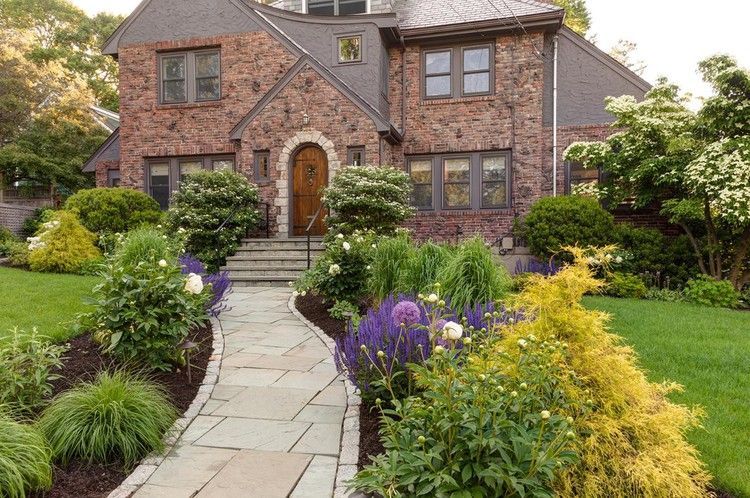 Curb Appeal: Tudor With Flowering Walkway — HGTV -   19 plants Patio curb appeal
 ideas