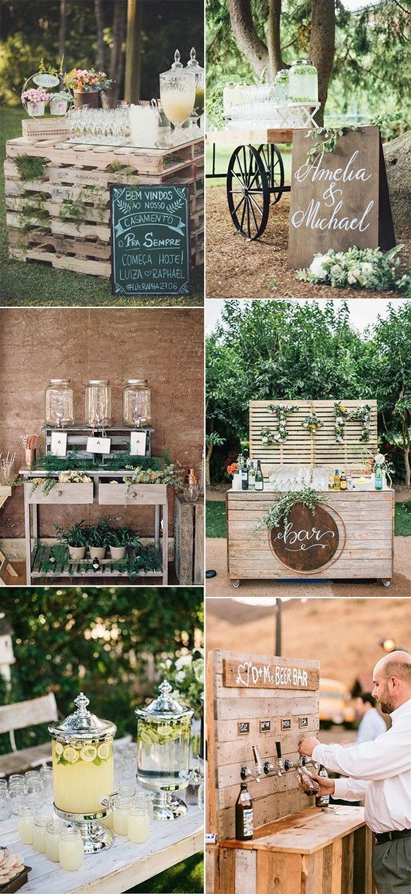 25 Creative Outdoor Wedding Drink Station and Bar Ideas - Page 2 of 2 -   19 wedding Rustic decoration
 ideas