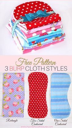 Burp Cloth Pattern - Free Printable Pattern for 3 Styles -   20 DIY Clothes Easy burp rags
 ideas