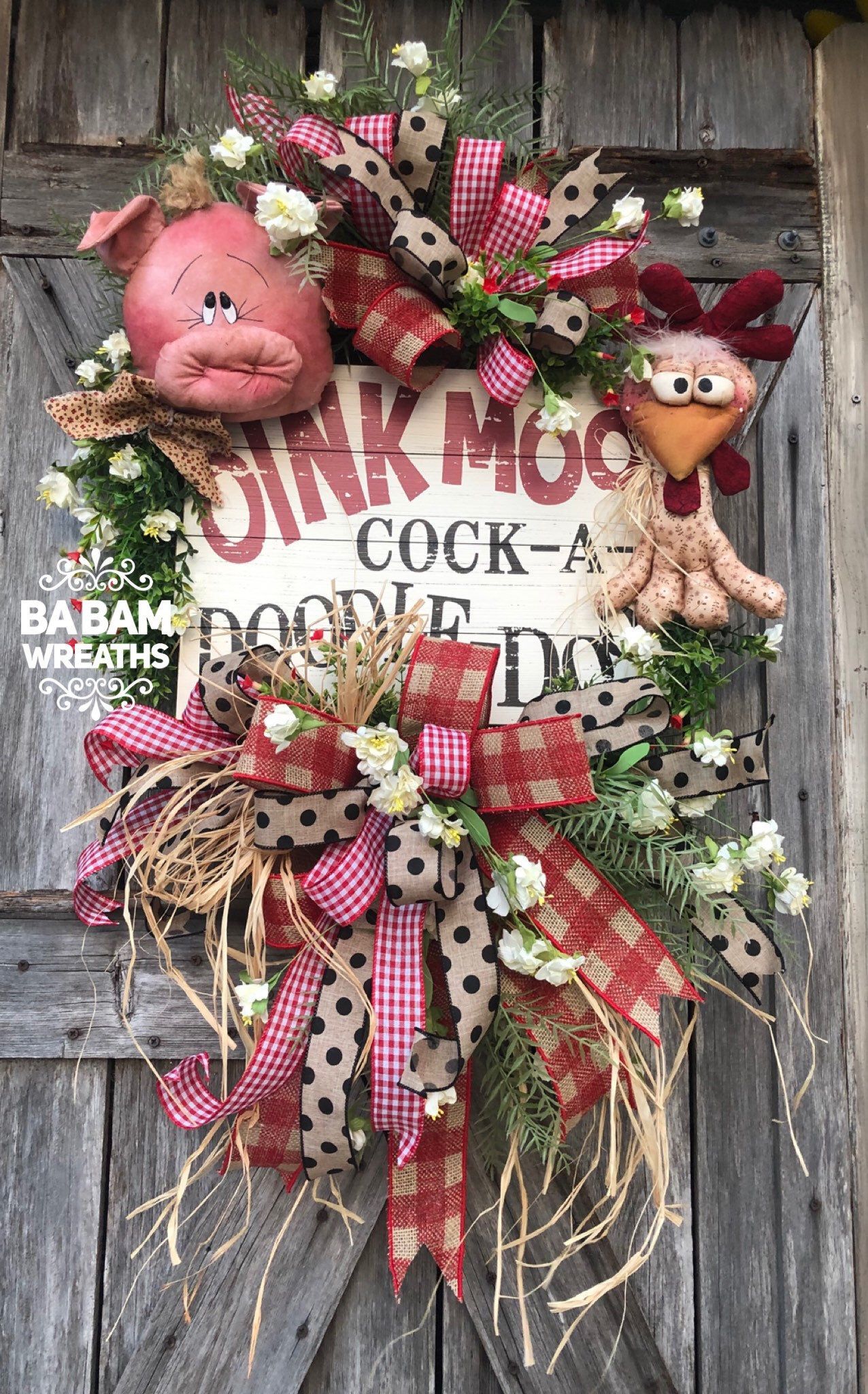 Rooster Wreath, Country Wreath, Rooster Decor, Farmhouse Decor, Everyday Wreath, All Season Wreath, Door Hanging, Rustic Decor -   20 fabric crafts Easter front doors
 ideas