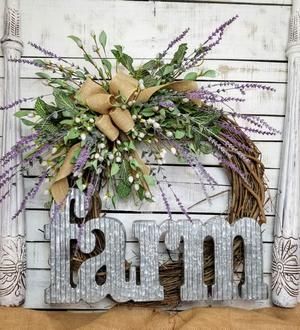 Farmhouse Lavender Front Door Wreath -   20 fabric crafts Easter front doors
 ideas