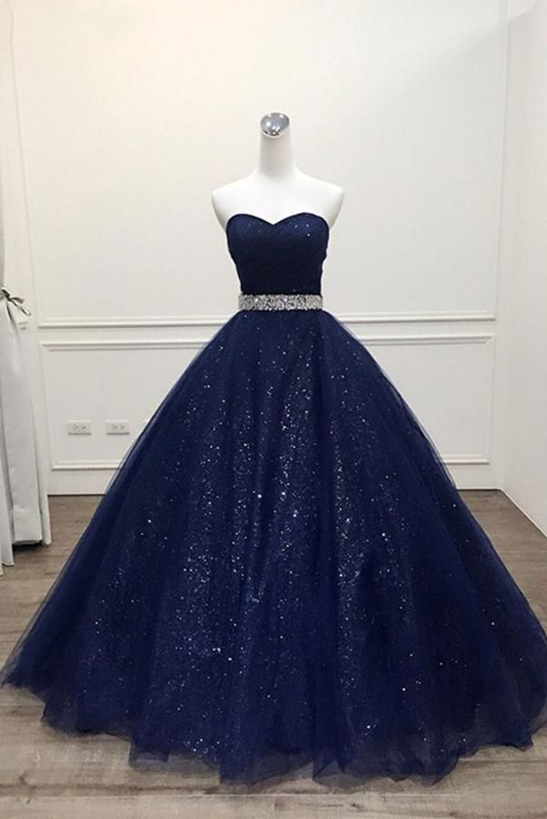 Dark blue tulle long prom dress, blue evening dress -   20 fashion style dress
 ideas