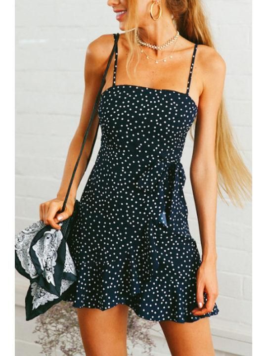 Spaghetti Strap Backless Dot Sleeveless Casual Skater Dresses -   20 fashion style dress
 ideas