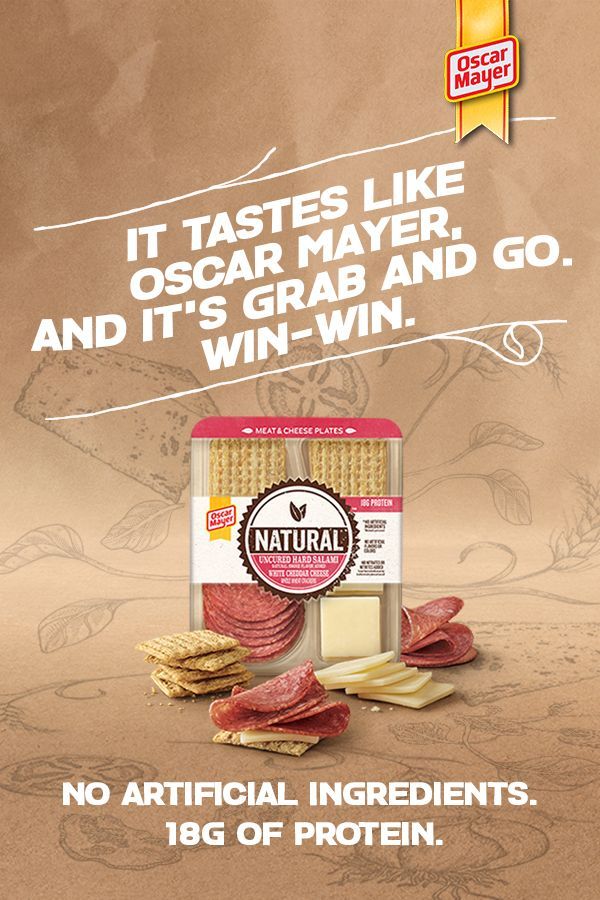 Always on the run? Always be prepared with naturally delicious Oscar Mayer Natural Meat & Cheese Plates. With up to 18 grams of protein and no artificial preservatives, each pack is loaded with everything you want and nothing you don't. -   20 healthy recipes Desserts sweet treats
 ideas