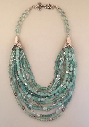 Multi-Strand Blue Fluorite and Silver Statement Necklace -   23 diy jewelry crafts
 ideas