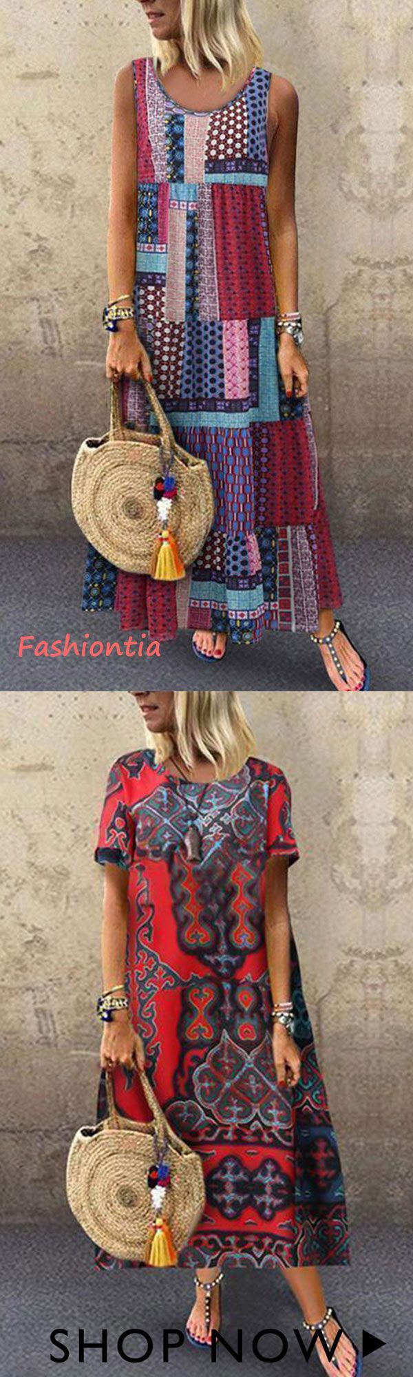 Bohemian Splicing Round Neck Sleeveless Dress -   23 diy jewelry crafts
 ideas