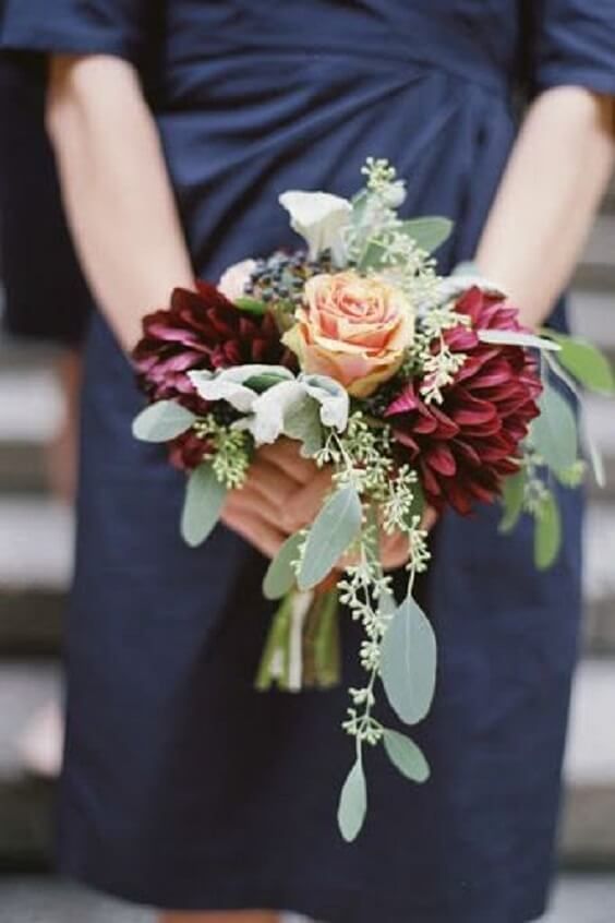 Romantic Burgundy and Navy Fall Wedding Color Inspirations -   10 wedding Burgundy dahlias
 ideas