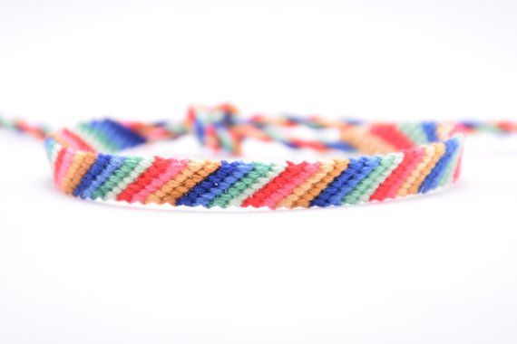 Candy stripe friendship bracelet - handmade - string - thread - knotted - woven - embroidery floss - -   11 diy projects To Try friendship bracelets
 ideas