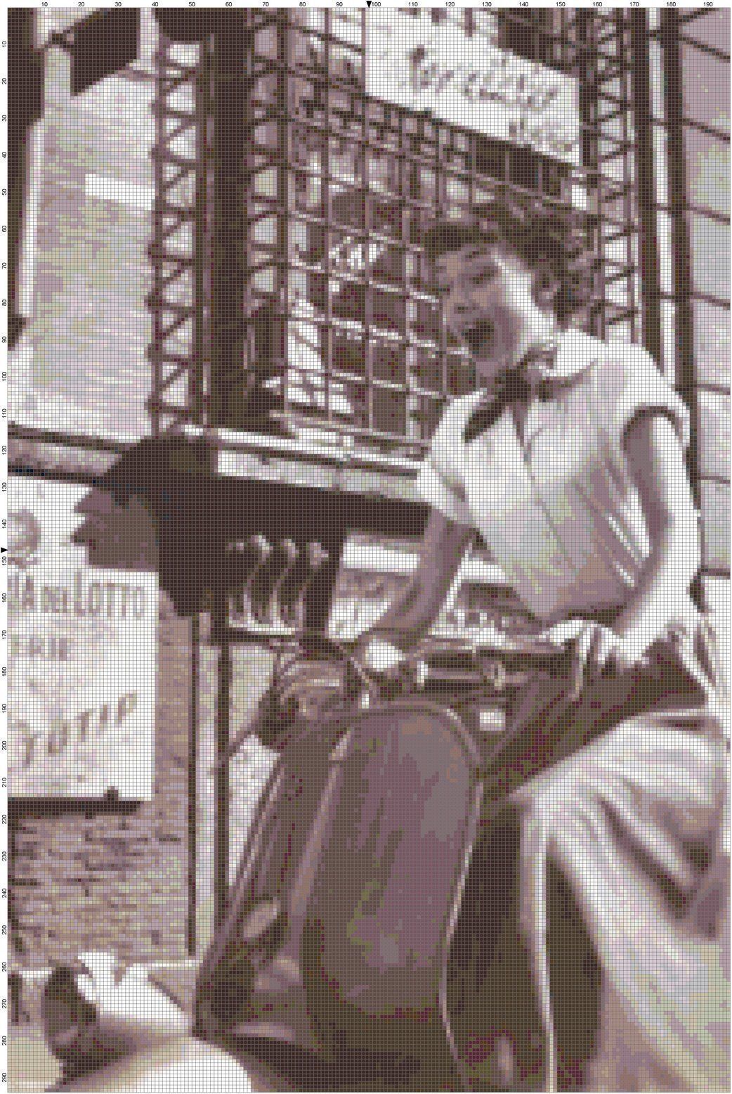 Details about Handmade Audrey Hepburn on Vespa Scooter DIGITAL Counted Cross-Stitch Pattern -   11 holiday Girl audrey hepburn
 ideas