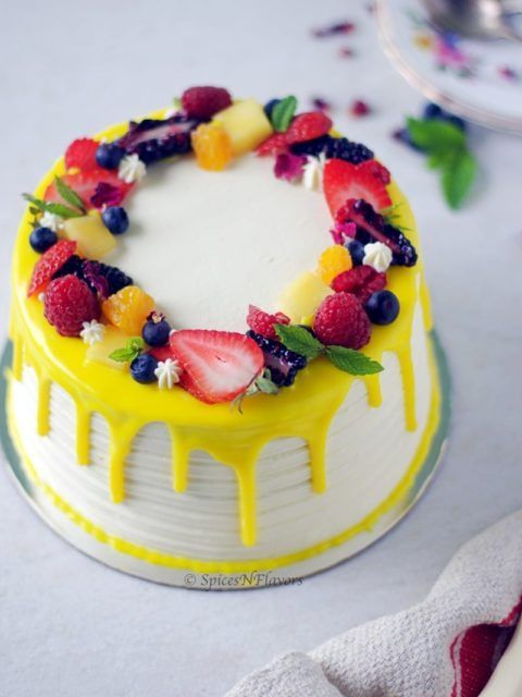 Eggless Fresh Fruit Cake with Whipped Cream -   12 cake Drip fresh fruit
 ideas