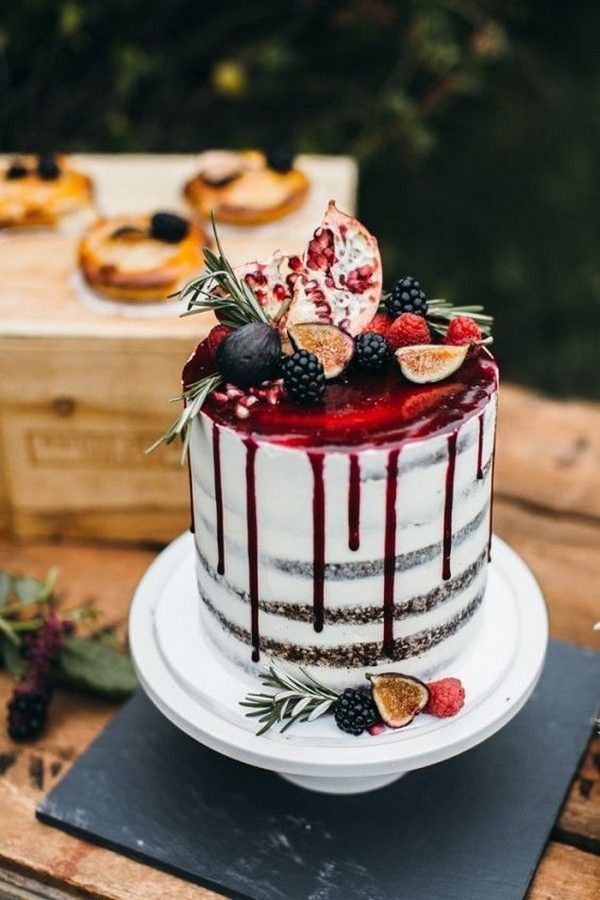 2019 Trending-20 Dreamy Drip Wedding Cakes to Love -   12 cake Drip fresh fruit
 ideas