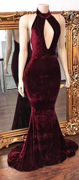 Long Zipper Mermaid Backless Stunning High-Neck Evening Dress,E0081 from Dressmelody -   13 dress Red velvet
 ideas