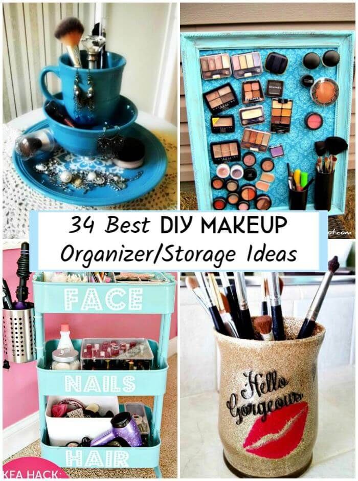 34 Best DIY Makeup Organizer/Storage Ideas -   13 unique makeup Storage
 ideas