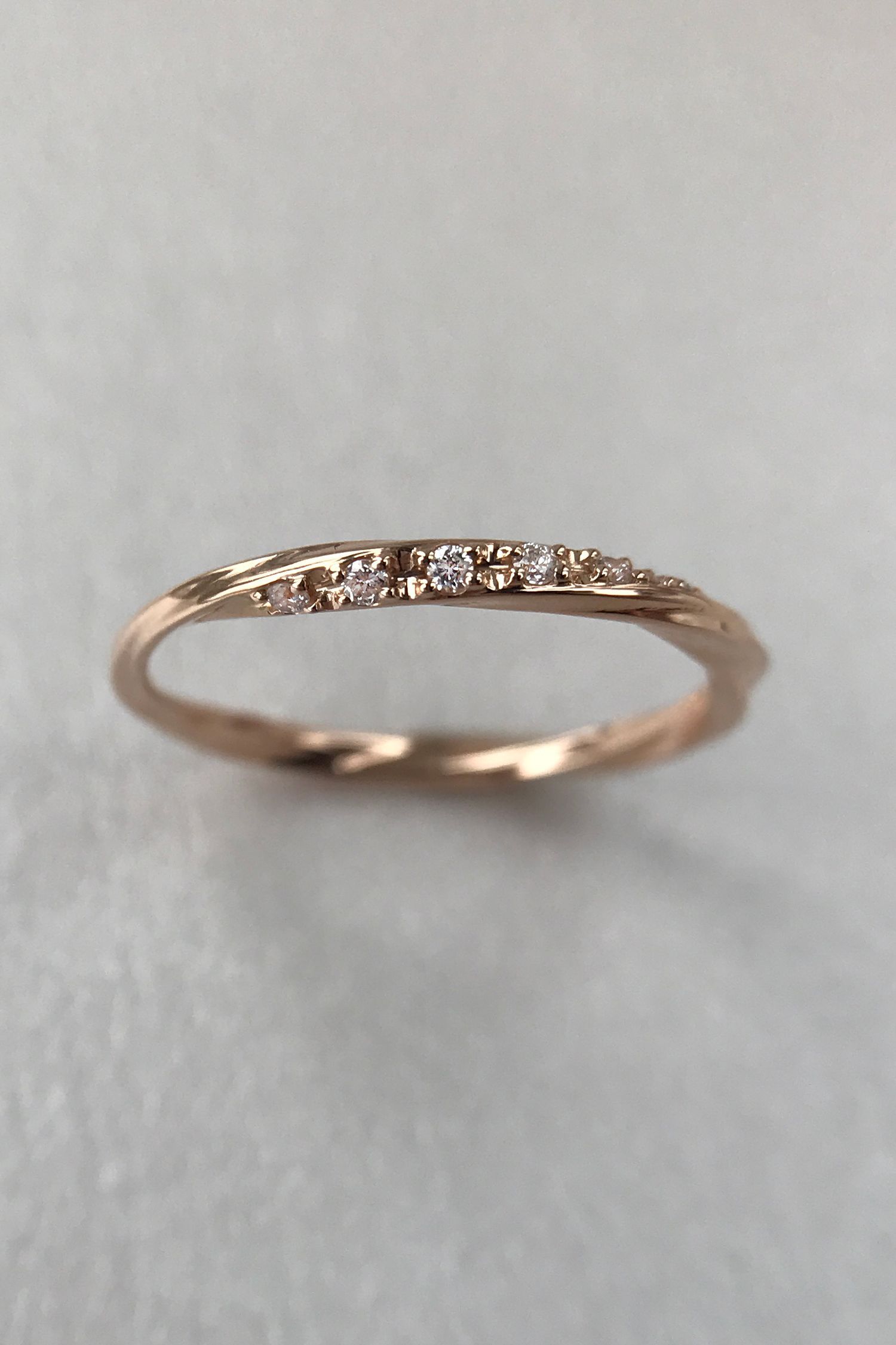 14K Rose Gold Curved Wedding Band, Dainty Wedding Ring Women, Anniversary Gift -   14 dainty wedding Bands
 ideas