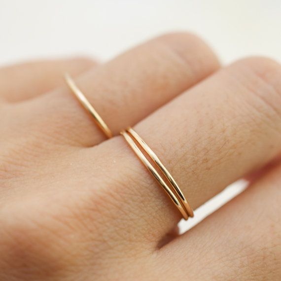 Ultra thin gold hammered band, 0.75mm band, 1mm band, dainty hammered wire ring, simple skinny ring, 14k solid gold, rose gold, white gold -   14 dainty wedding Bands
 ideas