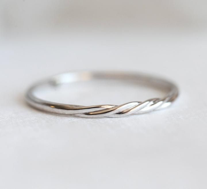 Thin Platinum Wedding Band, Twisted Platinum Ring -   14 dainty wedding Bands
 ideas