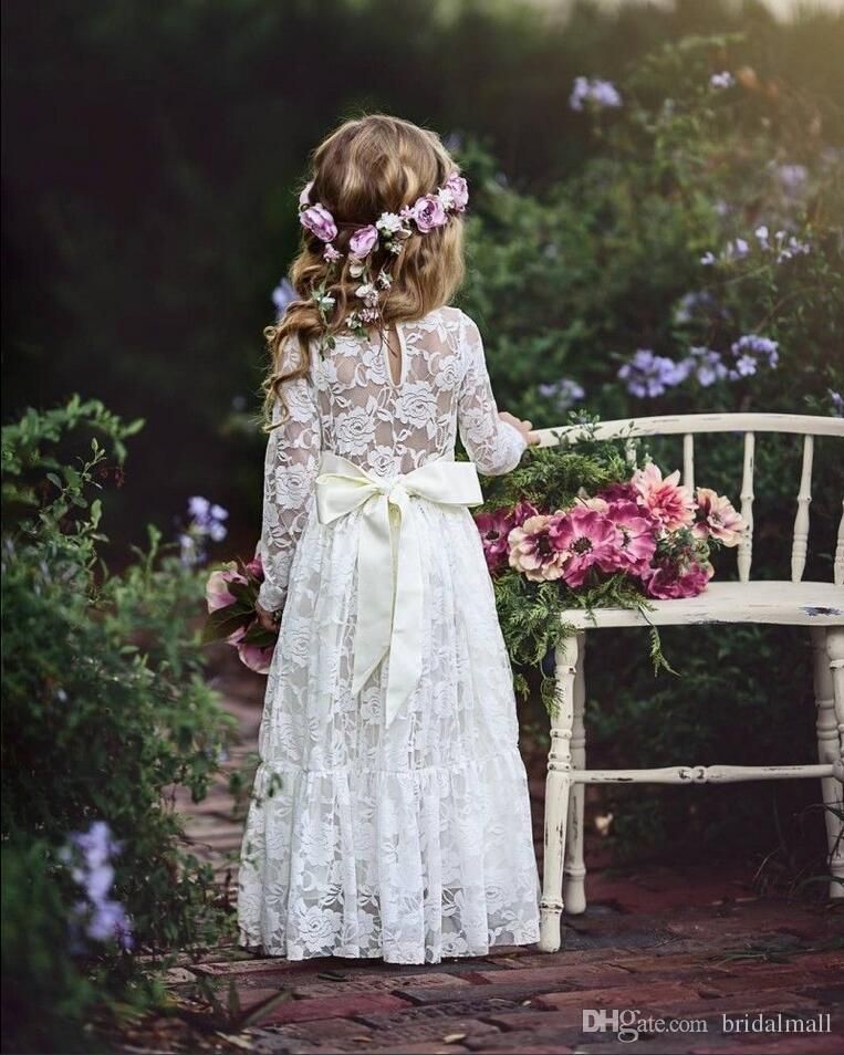 2018 Cute Country Cheap Full Lace Flower Girls Dresses Long Sleeves Ritzee Girl Pageant Party Gowns Teens Kids Formal Communion Dresses Dresses For Girls For Weddings Dresses Shop From Bridalmall, $74.48| DHgate.Com -   15 dress Country classy
 ideas