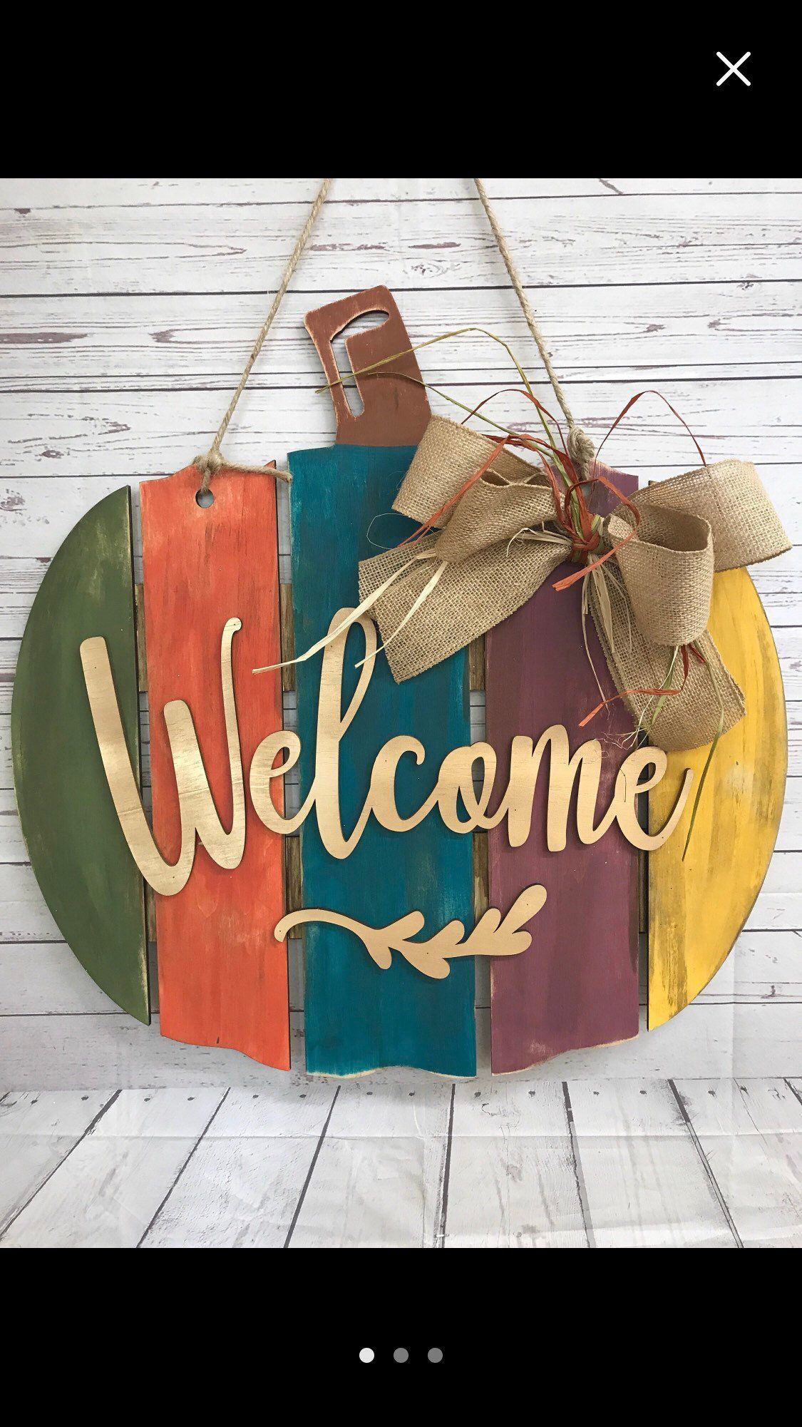 Welcome slated pumpkin door hanger -   15 fall decor pallet
 ideas