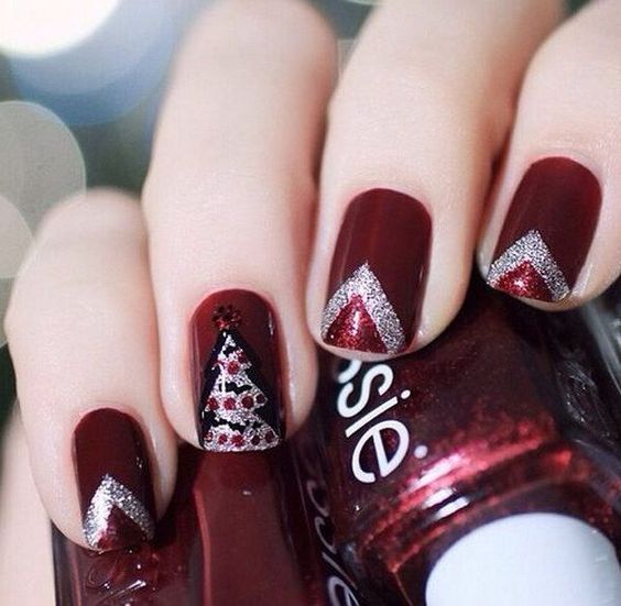 15 holiday Nails burgundy
 ideas