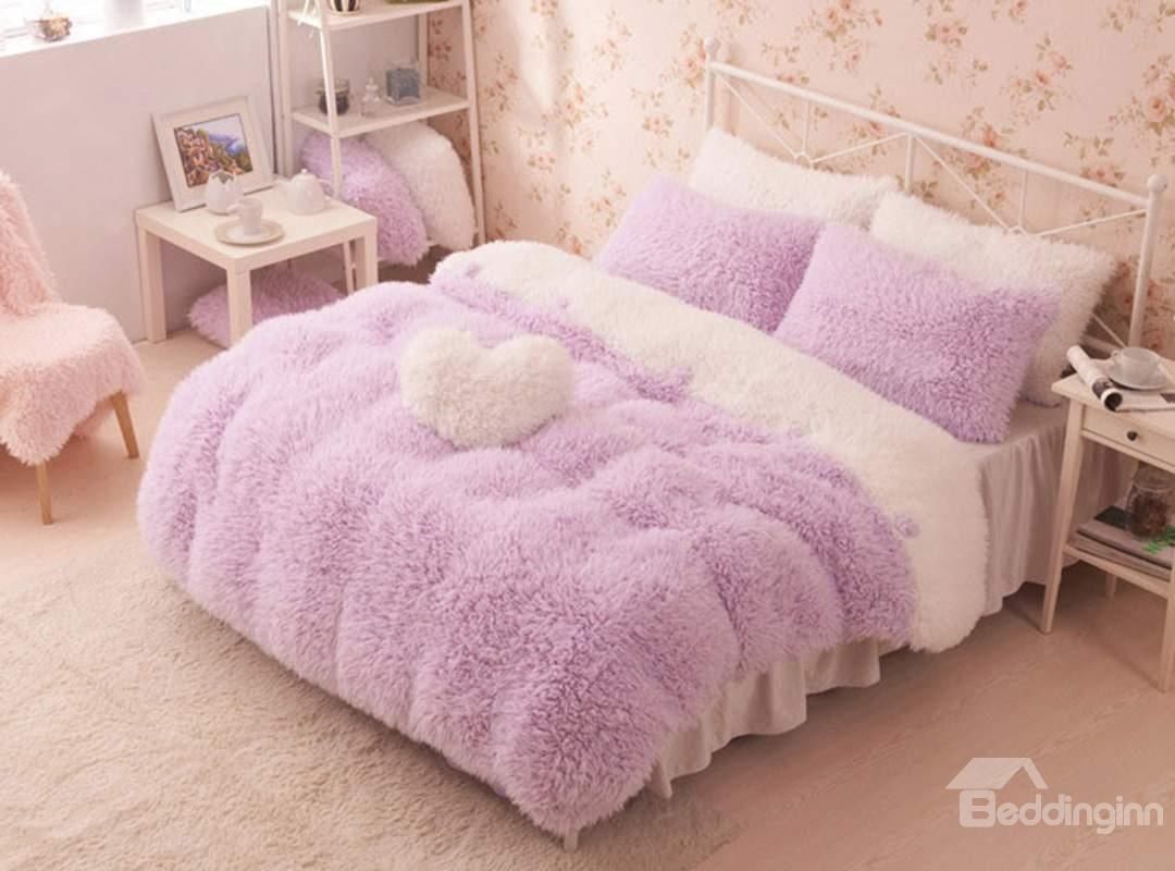 Pretty Soft Princess Style Purple Girls 4-Piece Bedding Set/Duvet Cover -   15 room decor Purple bedding sets
 ideas