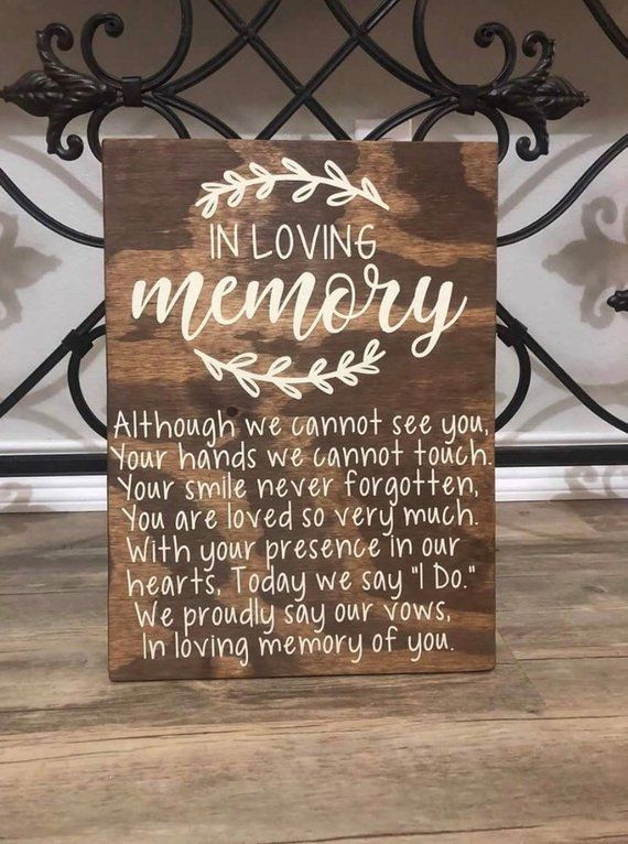 In Loving Memory Wedding Sign - Memorial Table Wedding Sign - Rustic Wedding Sign -   15 wedding Signs in memory
 ideas