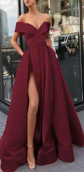 Off the Shoulder Cheap Prom Dresses with Pockets and Slit ARD2245 -   16 dress Formal dreams ideas