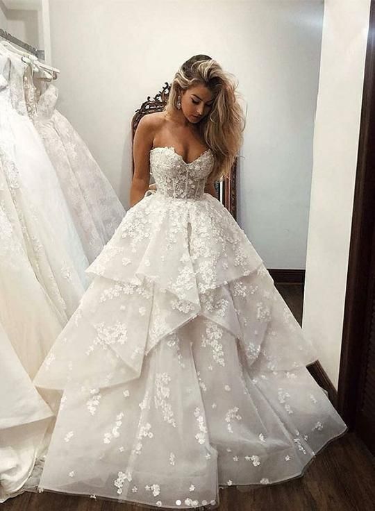 White sweetheart neck applique long prom dress, evening dress -   16 dress Formal dreams ideas