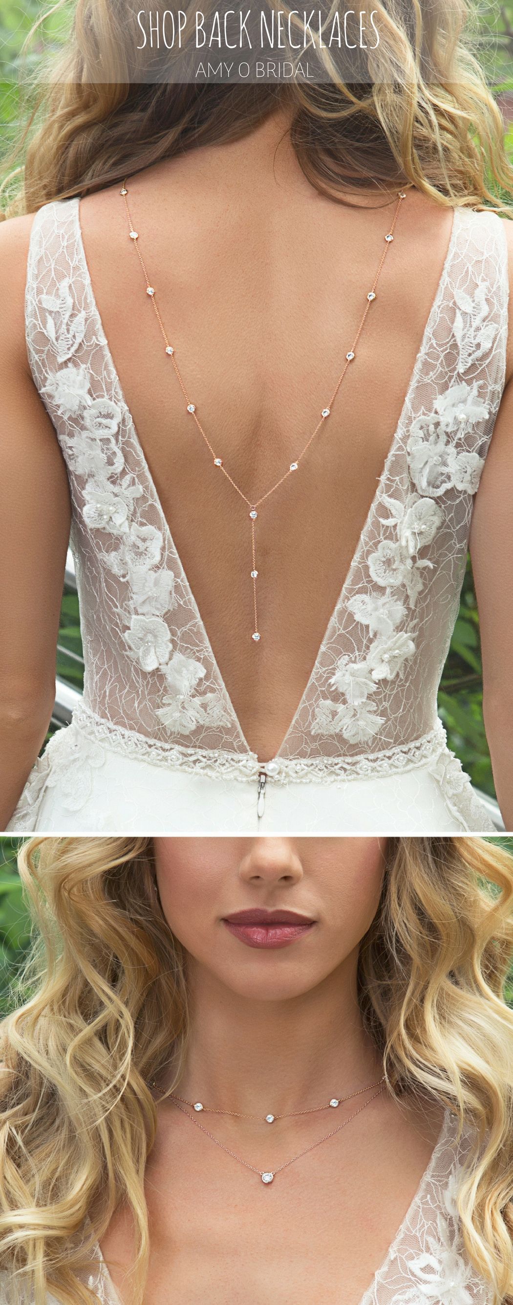 Back Drop Necklace and Front Necklace Set -   17 hair Rose Gold bridal jewelry
 ideas