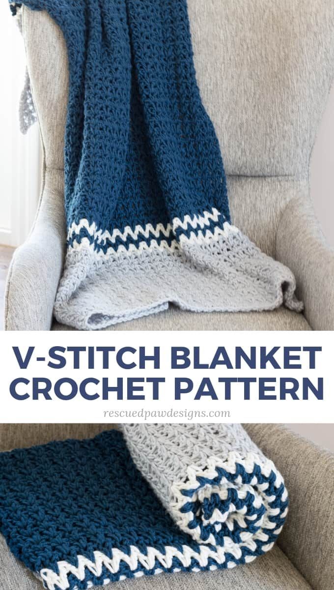 Easy V-Stitch Crochet Blanket Pattern -   17 knitting and crochet Projects blankets
 ideas