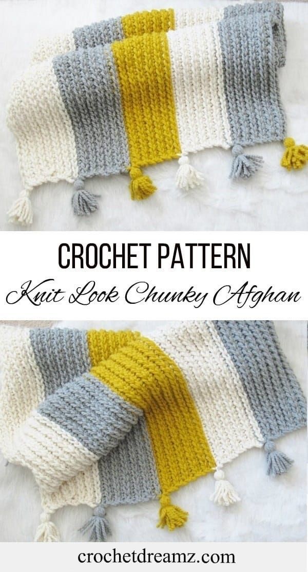 Free Knit-Look Chunky Afghan Crochet Pattern -   17 knitting and crochet Projects blankets
 ideas