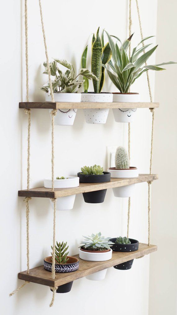 TriBeCa Trio Pot Shelf / Hanging Shelves / Planter Shelves / Floating Shelves / Three Tiered Shelf -   17 plants Decorating products
 ideas