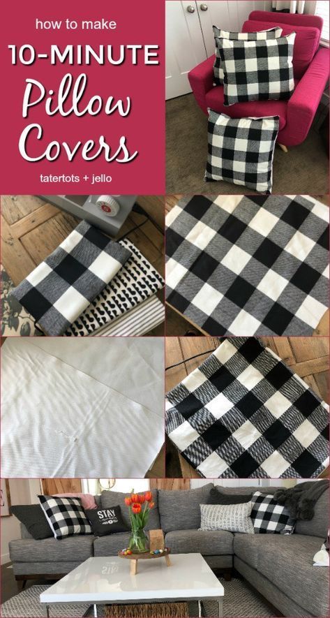 Make 10-Minute Pillow Covers for Spring - farmhouse buffalo check covers -   18 fabric crafts Pillows fun
 ideas