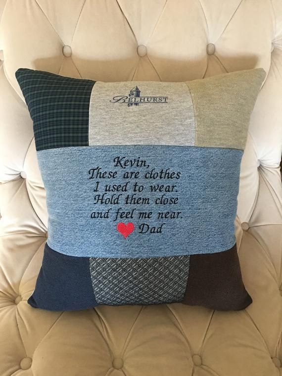 QUILT PILLOW - Memory pillow from loved ones shirt - memorial pillow - Keepsake Pillow - Memorial Pillow - Heart pillow - patchwork pillow -   18 fabric crafts Pillows fun
 ideas