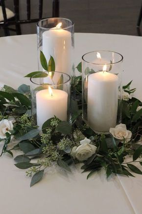 16 Trendy Greenery Wedding Centerpieces with Candles -   18 wedding Centerpieces diy
 ideas