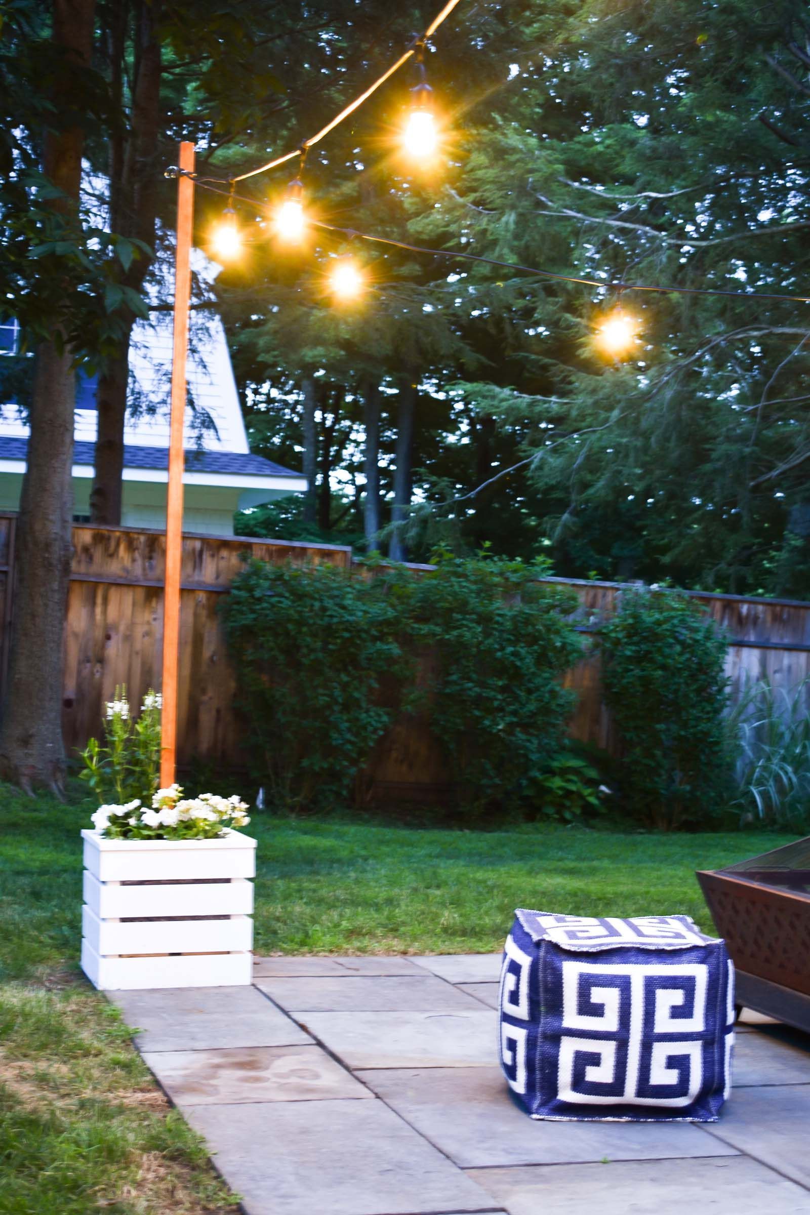 DIY Planter with Pole for String Lights -   20 diy projects For Outside planters
 ideas