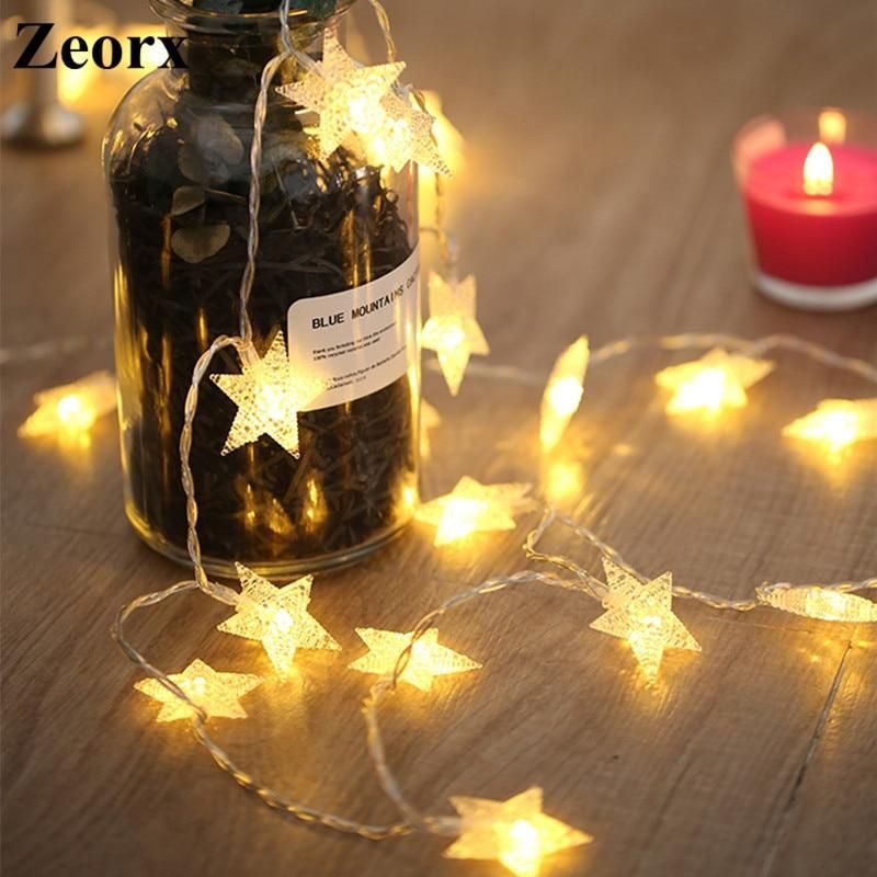 2Meters 8ft 20 LED Christmas Lights Star Shaped Lamp Holiday Lighting Wedding Party, Home Decoration, Battery Operated -   20 holiday Style string lights
 ideas