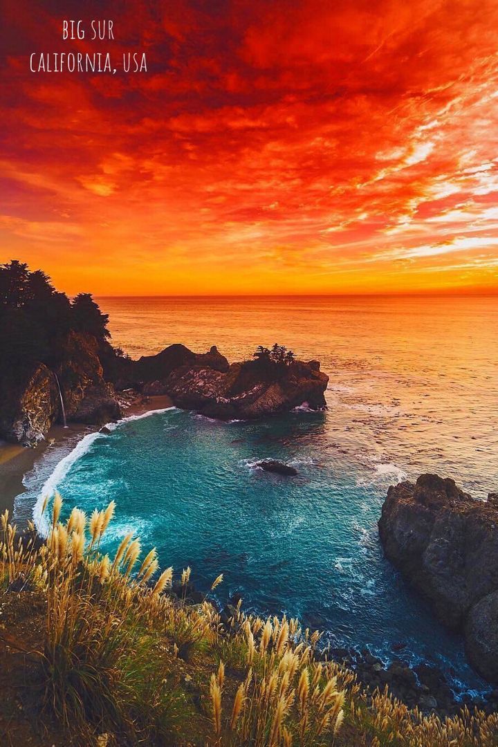 Big Sur is a rugged stretch of California’s central coast, USA. -   6 holiday Beach sunsets
 ideas