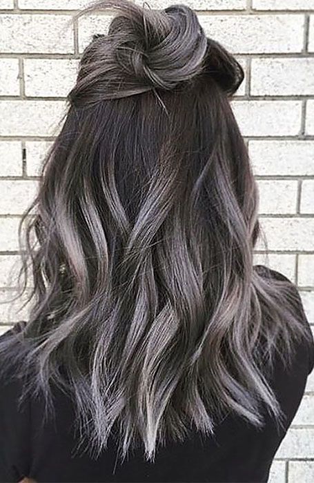 25 Sexy Black Hair With Highlights You Need To Try -   7 hair Grey highlights
 ideas