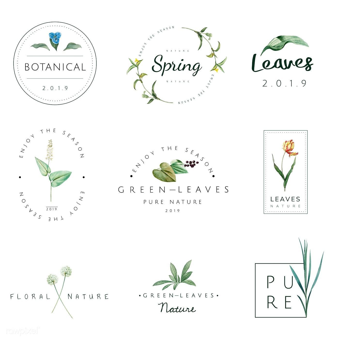 Download premium vector of Set of nature and plant logo vectors 520438 -   8 planting Logo inspiration
 ideas