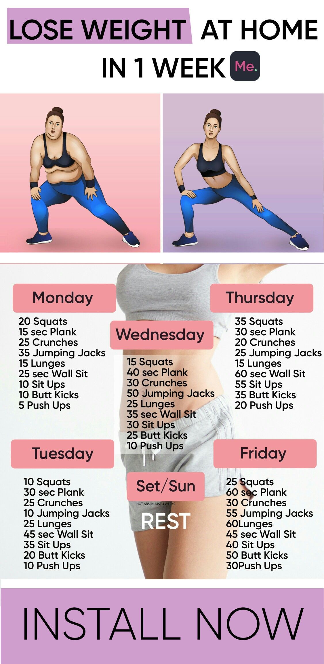 LOSE WEIGHT AT HOME JUST IN 1 WEEK -   10 fitness Workouts weightloss ideas