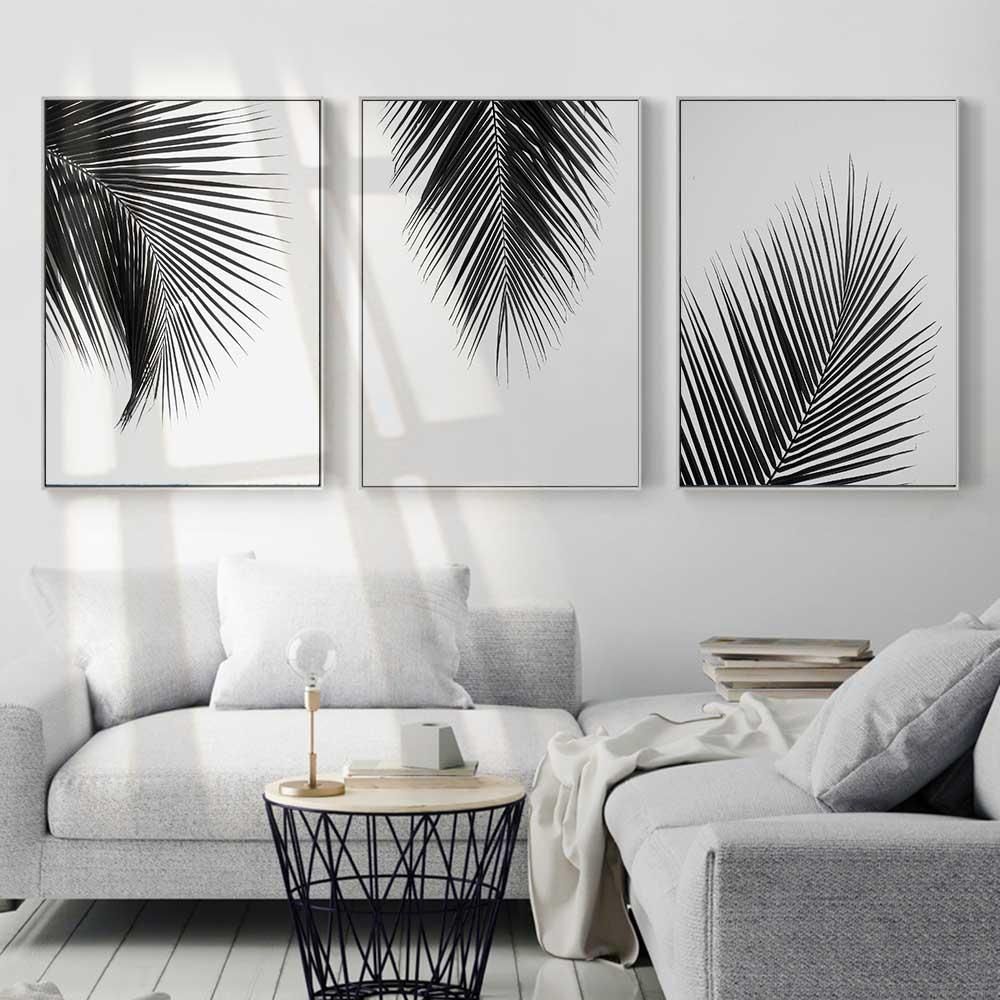 Black & white leaves canvas print -   10 room decor Photos layout ideas
