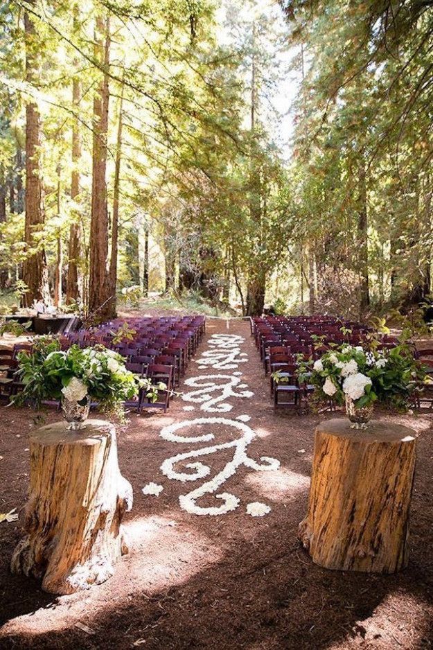 Forest Wedding Aisle Outdoor Ceremony -   10 wedding Forest altar ideas