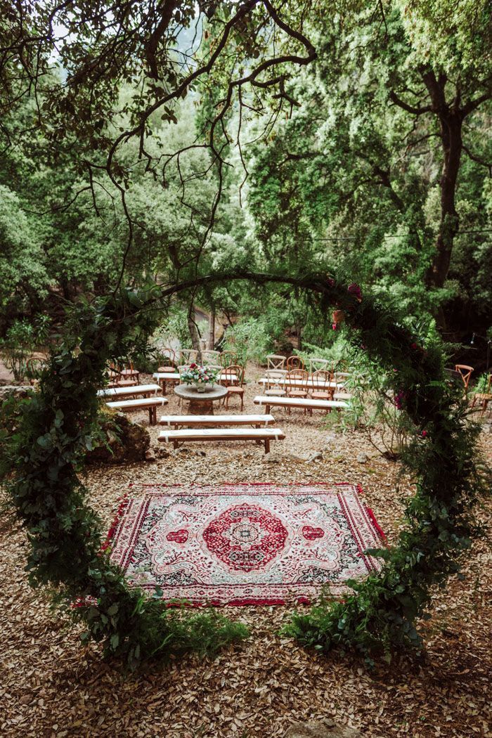 Boho Chic Bougainvillea-Inspired Wedding at Monnaber Mallorca -   10 wedding Forest altar ideas