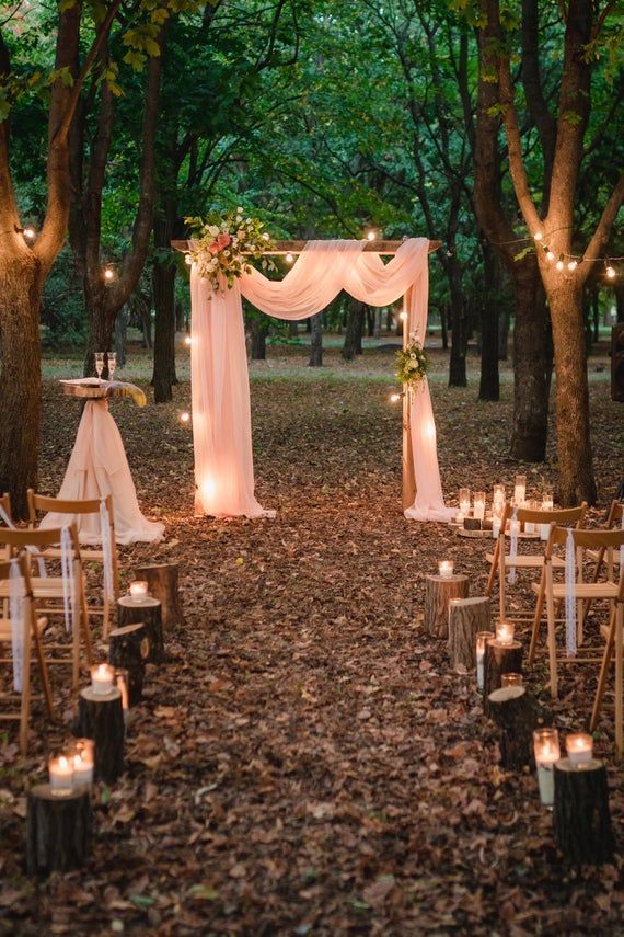 Dusty Rose and Burgundy Wedding Arch Chiffon Panels, Canopy Draping, Chuppah Drapes -   10 wedding Forest altar ideas