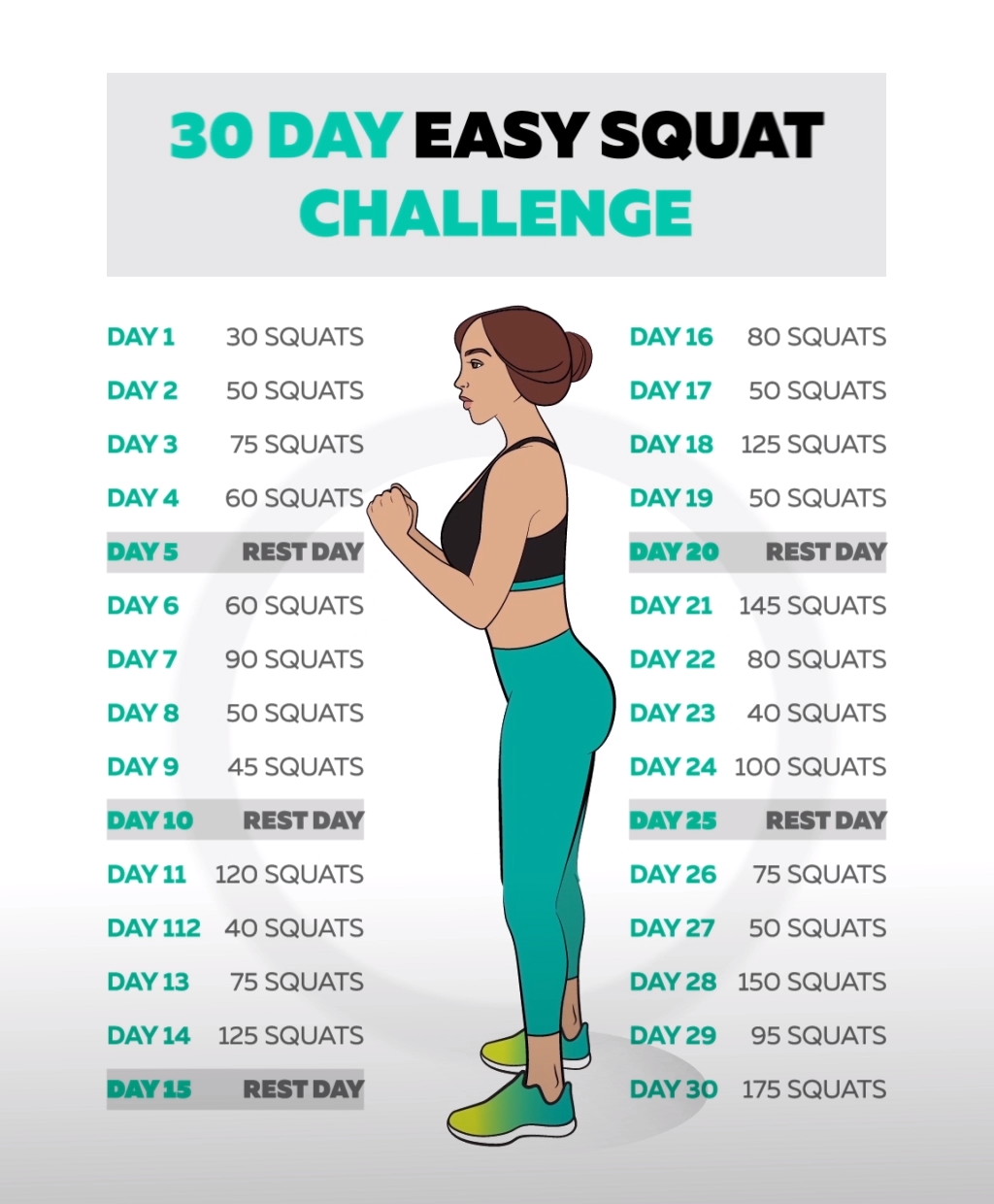 30 Days EASY Squat Challenge! -   11 diet Challenge rules ideas