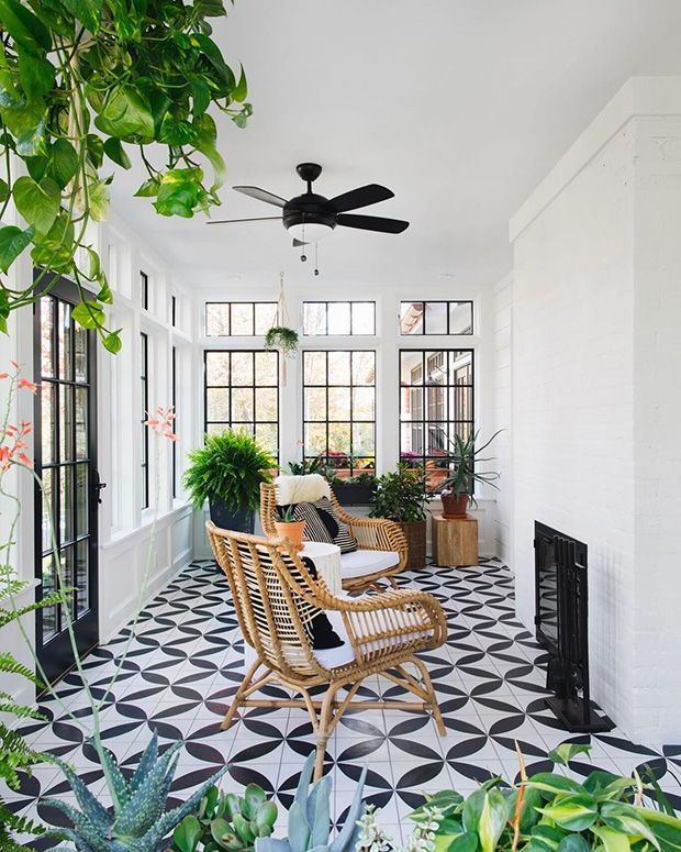 Trending Now: 10+ Dreamy Patios With Bold Patterned Tile -   11 garden design Indoor sunrooms ideas