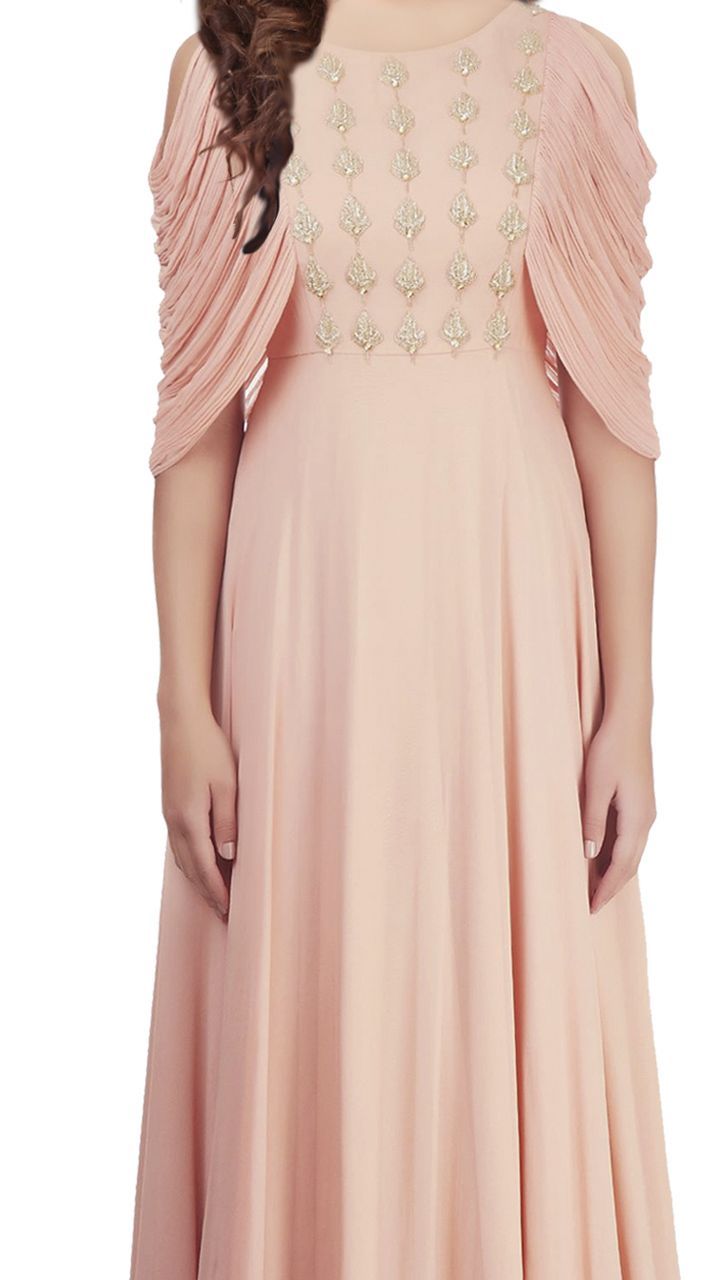 Beautiful Peach and Georgette indowestern Gown TK500839 -   11 gawn dress Indian ideas