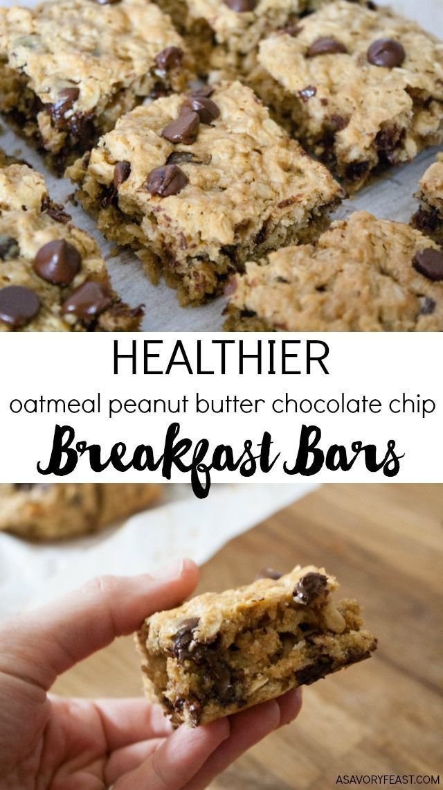Healthier Oatmeal Peanut Butter Chocolate Chip Breakfast Bars -   11 healthy recipes Clean chocolate chips ideas