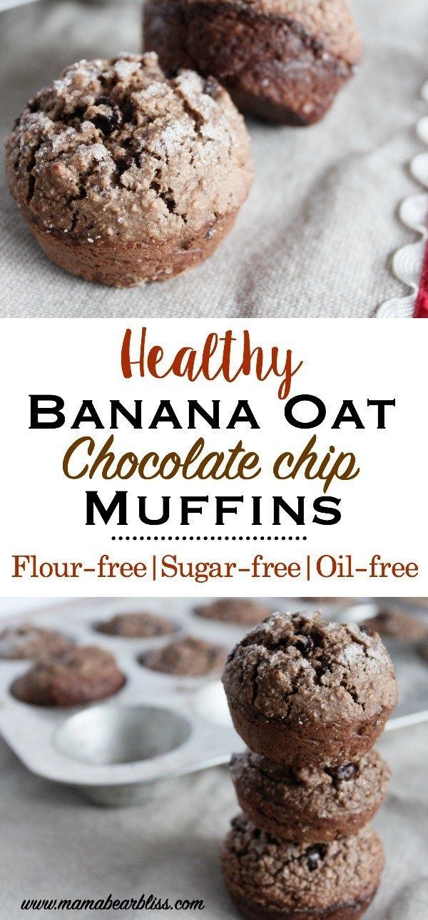 Healthy Banana Oat Chocolate Chip Muffins -   11 healthy recipes Clean chocolate chips ideas